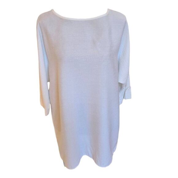 Clara Sun Woo Tops - Clara Sun Woo Womens High-Low Hem Short Sleeve Pullover Tunic Top White Small